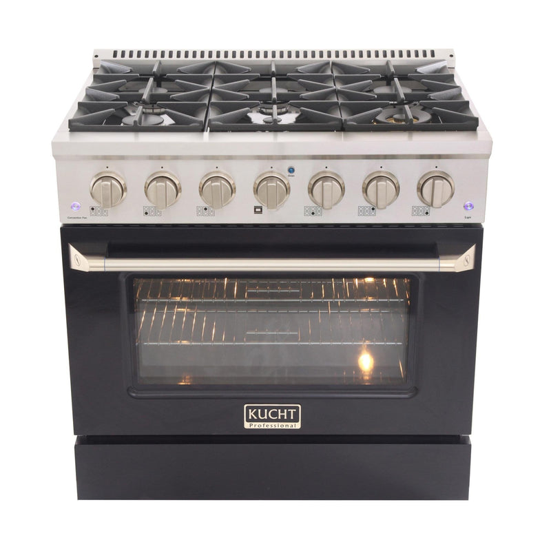 Kucht Professional 36 in. 5.2 cu. ft. Range - Sealed Burners and Convection Oven in Black (KNG361-K) Ranges Kucht 