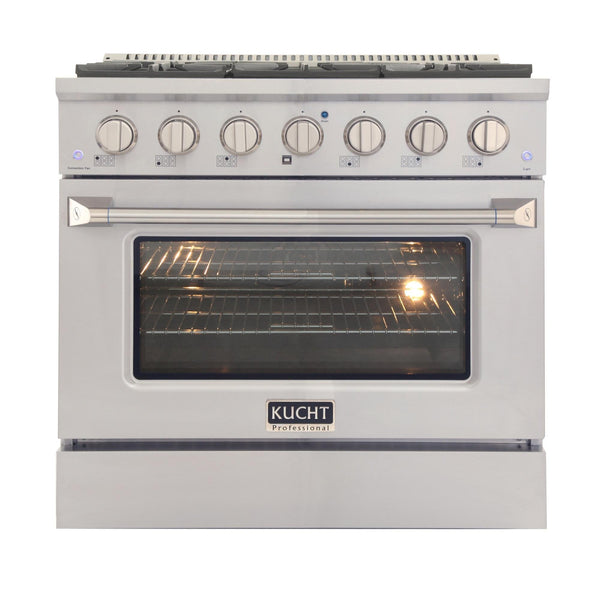 Kucht Professional 36 in. 5.2 cu. ft. Range - Sealed Burners and Convection Oven in Stainless Steel (KNG361U) Ranges Kucht 