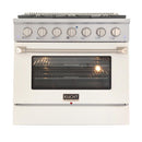 Kucht Professional 36 in. 5.2 cu. ft. Range - Sealed Burners and Convection Oven in White (KNG361-W) Ranges Kucht 