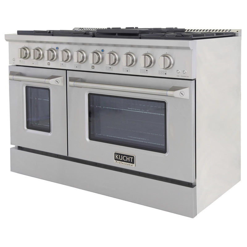 Kucht Professional 48" 6.7 cu. ft. Gas Range with Grill/Griddle and Two Ovens in Stainless Steel (KNG481U) Ranges Kucht 