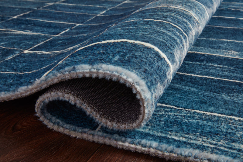 Loloi II Contemporary Pisolino Polyester Pile Power Loomed Rug in Blue, White (JOE-01) Rugs Loloi Rugs 