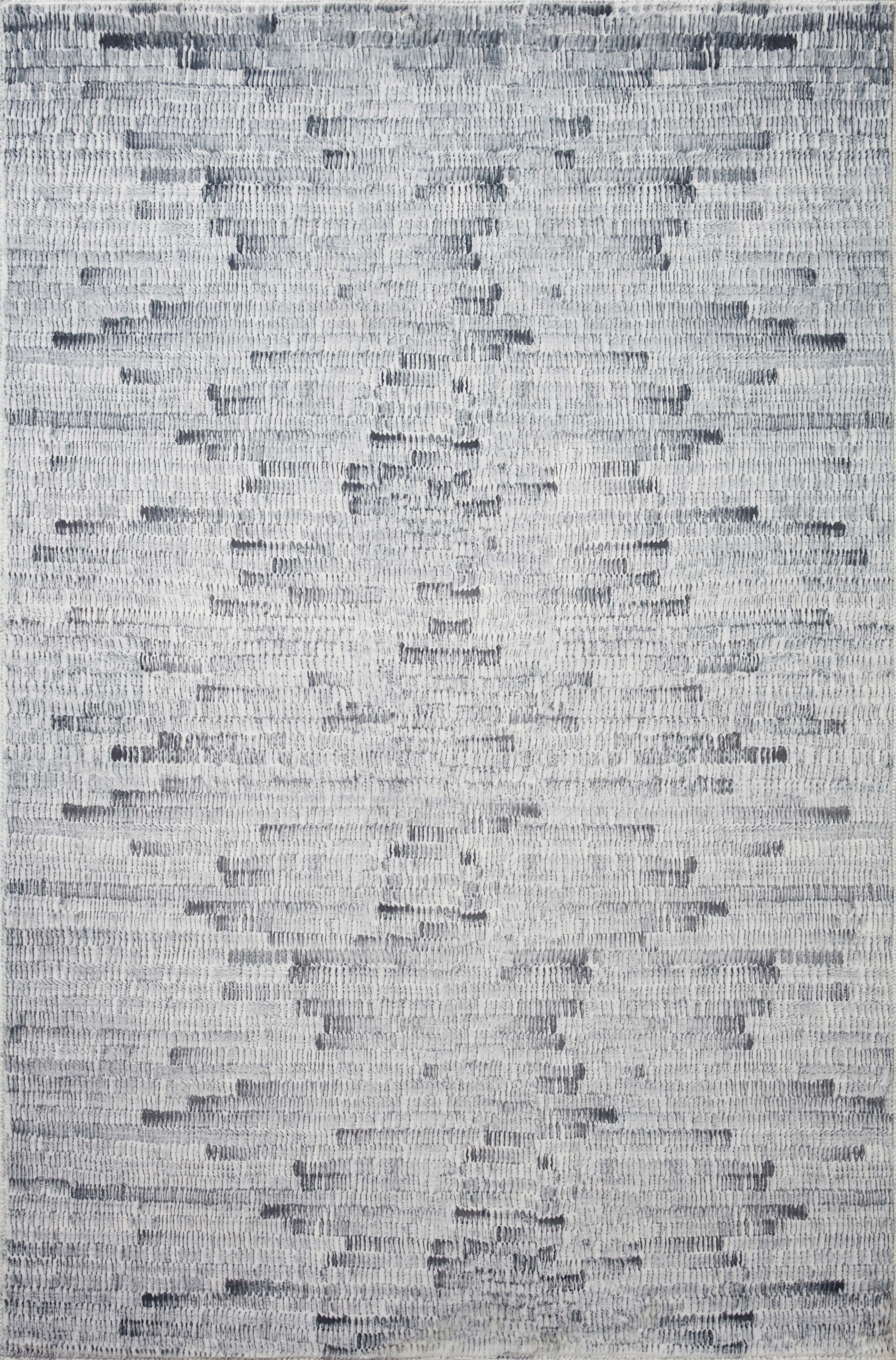 Silver and white power-loomed rug with speckled abstract texture