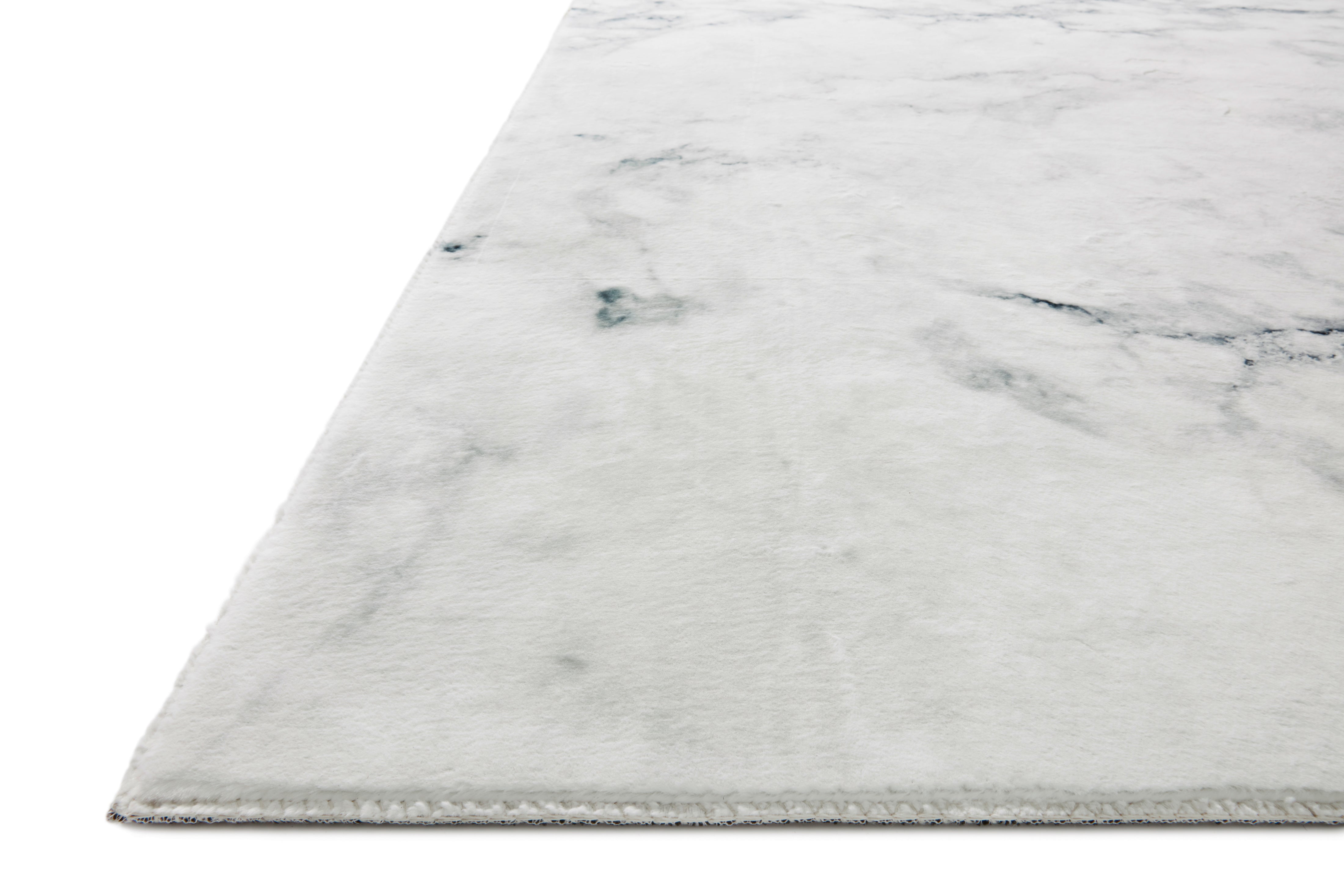 Ivory and smoke hand-tufted rug with marble veining pattern