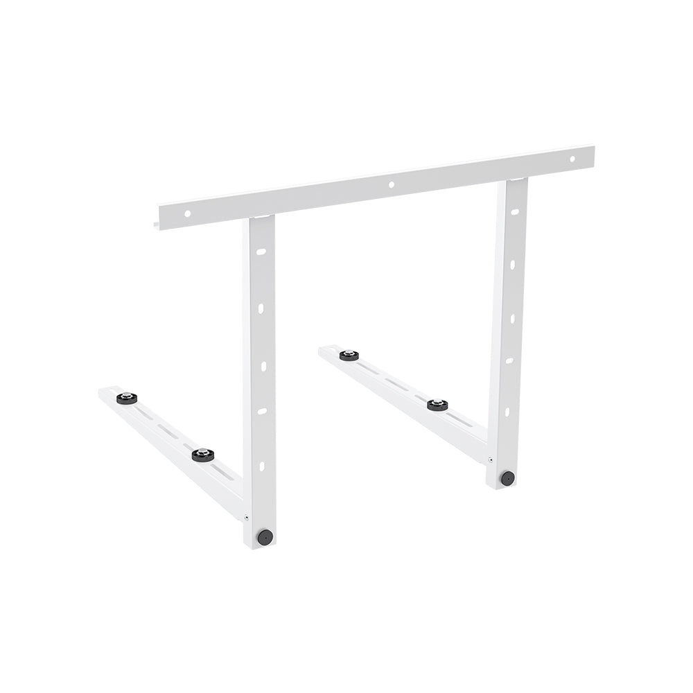 White metal condenser wall mount bracket frame with two angled base supports