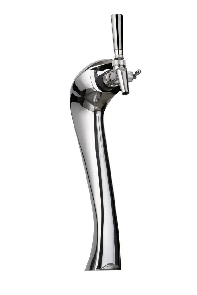 Stainless steel beer dispenser tap with tall chrome faucet handle