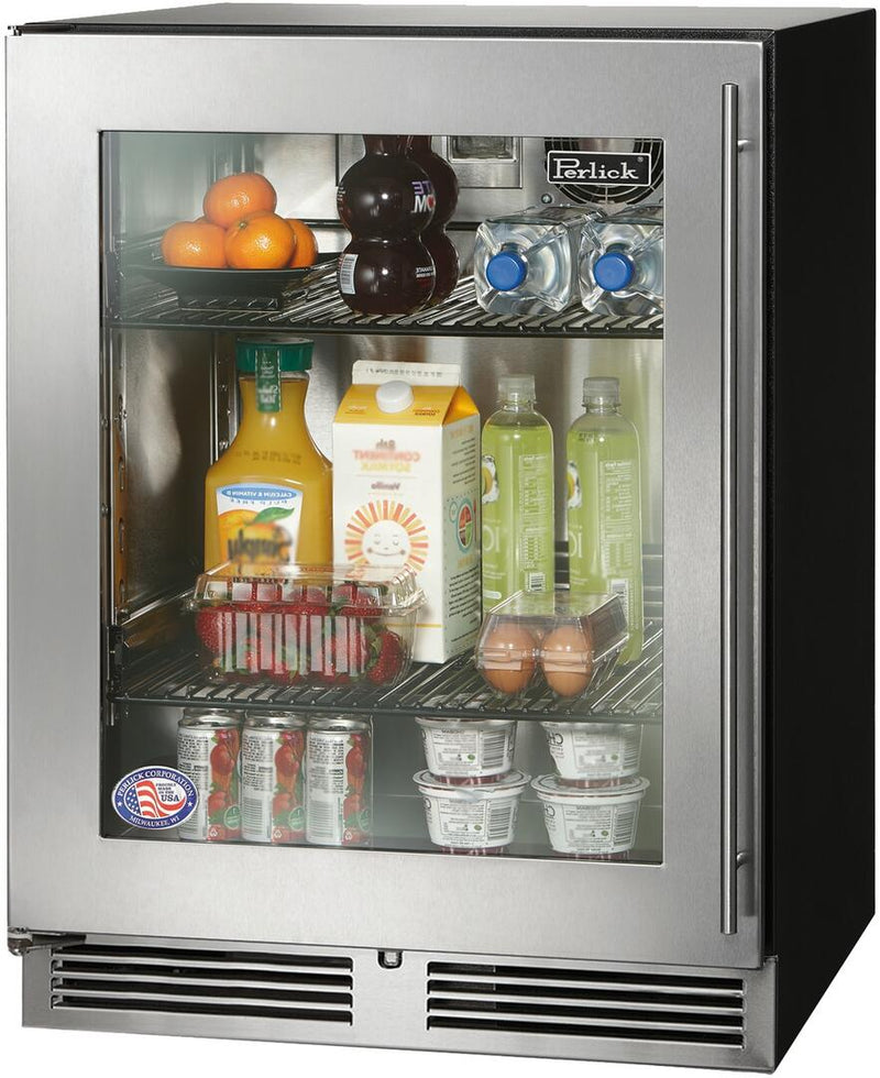 Perlick 24" Built-In Counter Depth Compact Refrigerator with 4.8 cu. ft. Capacity in Stainless Steel with Glass Door (HA24RB33L) refrigerators Perlick 