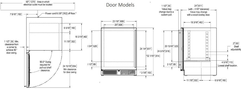 Perlick 24" Built-In Counter Depth Compact Refrigerator with 4.8 cu. Ft in Stainless Steel, Left Hinge (HA24RB-4-1L) Refrigerators Perlick 