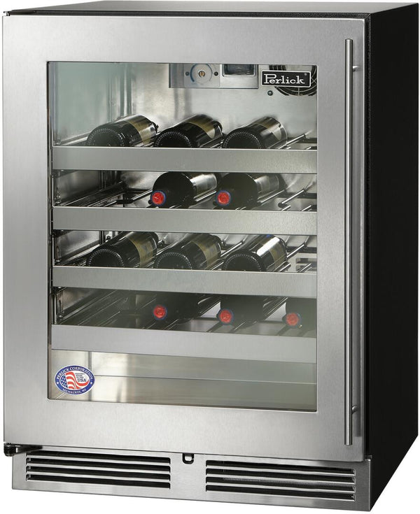 Perlick 24" Built-In Single Zone Wine Cooler with 32 Bottle Capacity in Stainless Steel (HA24WB-4-3L) Beverage Centers Perlick 