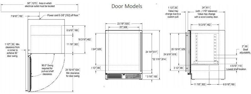 Perlick ADA Compliant Series 24" Built-In Counter Depth Compact Freezer with 4.8 cu. ft. Capacity in Stainless Steel (HA24FB-4-1L) Refrigerators Perlick 