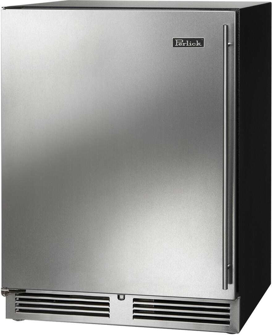 Stainless steel built-in compact refrigerator door with long handle and bottom vents