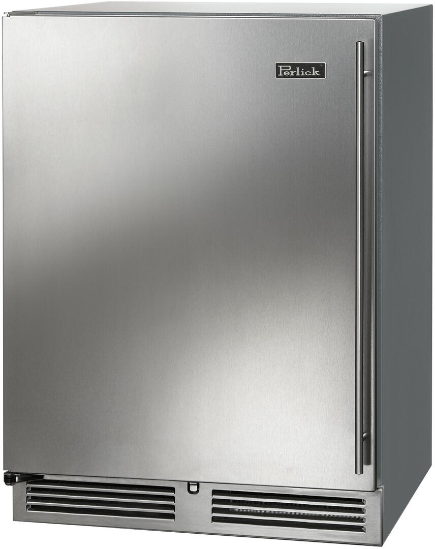 Perlick stainless steel built-in compact refrigerator with long handle and bottom grille