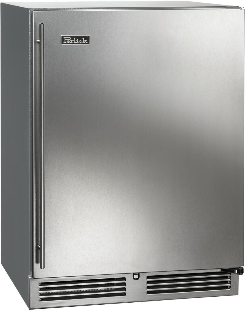 Perlick stainless steel built-in compact refrigerator with long handle and lower vents