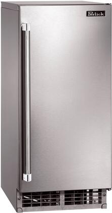 Perlick stainless steel undercounter ice maker, side view with vertical handle