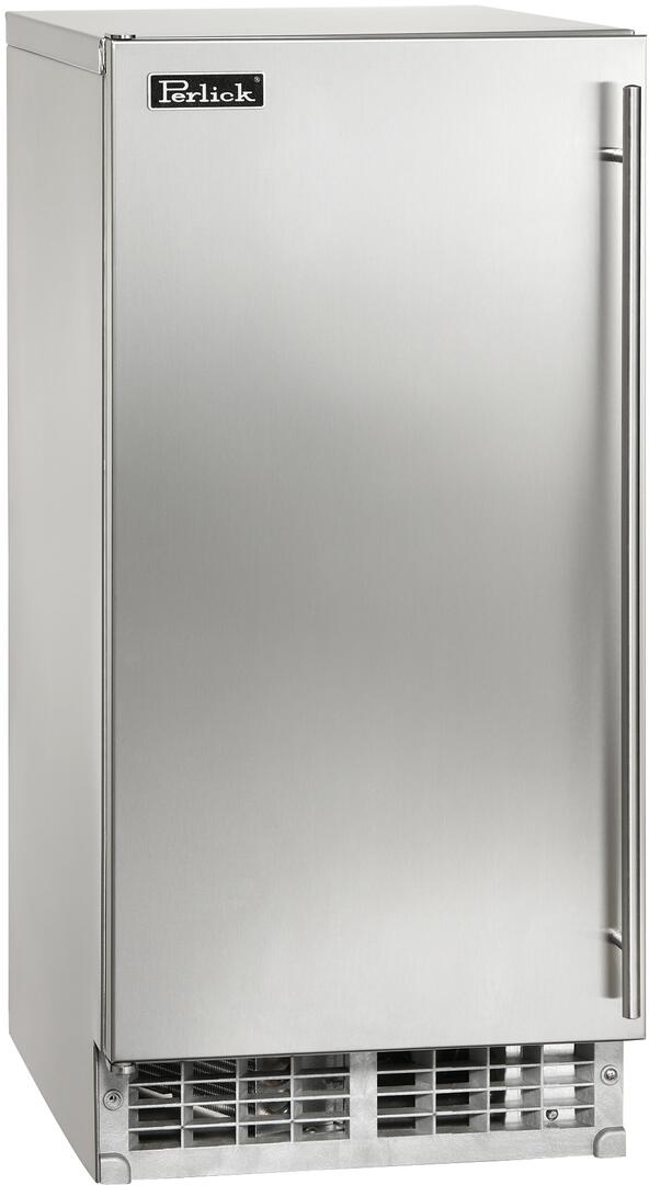 Perlick stainless steel undercounter ice maker with front door and lower ice bin