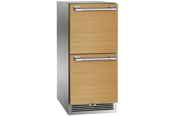 Panel-ready built-in counter-depth drawer refrigerator with two pull-out drawers, stainless steel frame