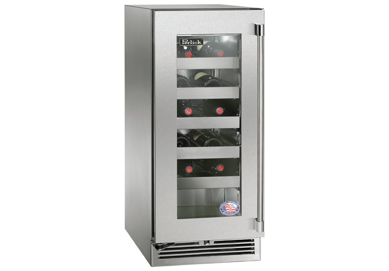 Perlick Signature Series 15" Built-In Single Zone Wine Cooler with 20 Bottle Capacity in Stainless Steel with Glass Door, Left Hinge (HP15WS-4-3L) Wine Coolers Perlick 