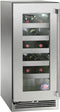 Perlick Signature Series 15-Inch Outdoor Built-In Single Zone Wine Cooler with 20 Bottle Capacity in Stainless Steel with Glass Door (HP15WO-4-3L & HP15WO-4-3R)