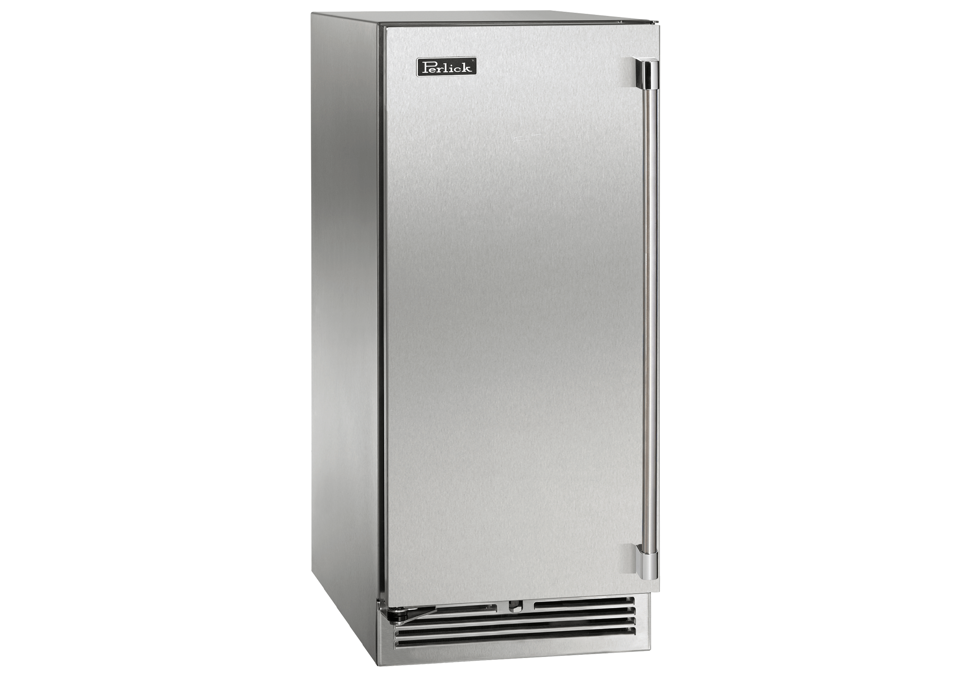 Stainless steel built-in 15-inch single-zone wine cooler with lock and front handle