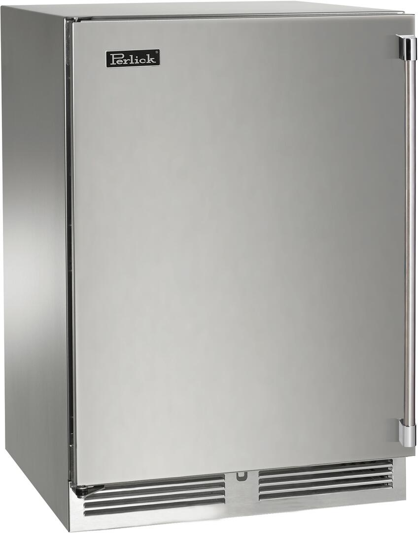 Perlick stainless steel wine cooler with solid door and bottom ventilation