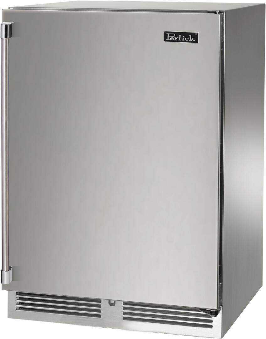 Perlick stainless steel wine cooler front with bottom vents and side hinges