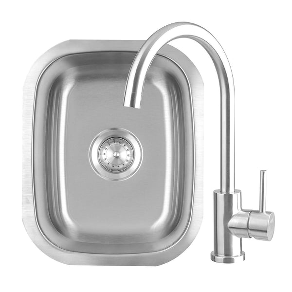 Summerset 19 X 15 Stainless Steel Undermount Sink W/ Single Handle Hot/Cold Goose Neck Faucet  (SSNK-19U)