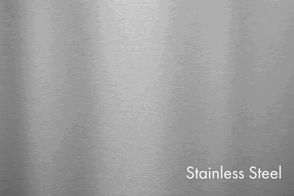 Brushed stainless steel finish sample surface with fine metal grain texture