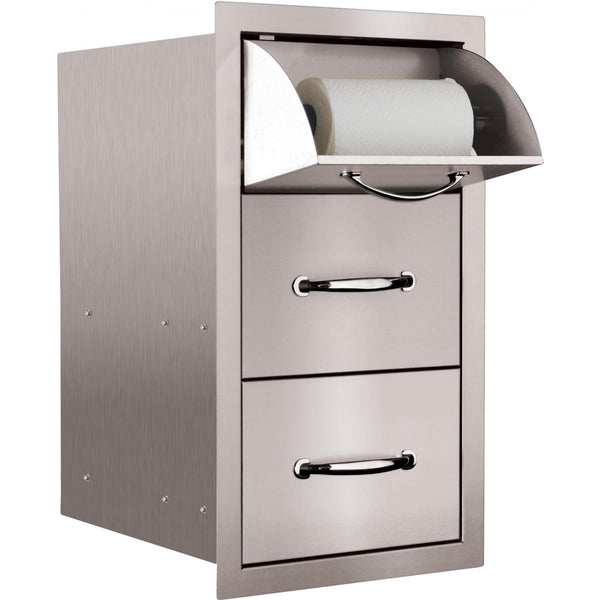 Summerset 15" Stainless Steel Flush Mount Double Access Drawer With Paper Towel Holder (SSTDC-17) Home Outlet Direct 