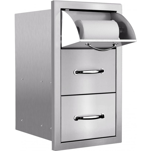Summerset 15" Stainless Steel Masonry Double Access Drawer With Paper Towel Holder (SSTDC-17M) Home Outlet Direct 