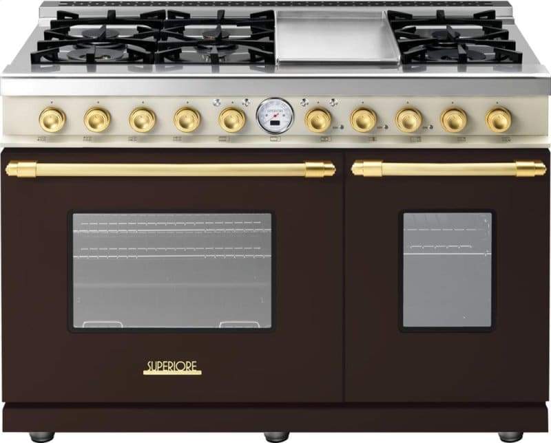 Superiore Deco 48" Dual Fuel Double Oven Freestanding Range in Cream Matte with Bronze Trim (RD482SCC_B_) Ranges Superiore 
