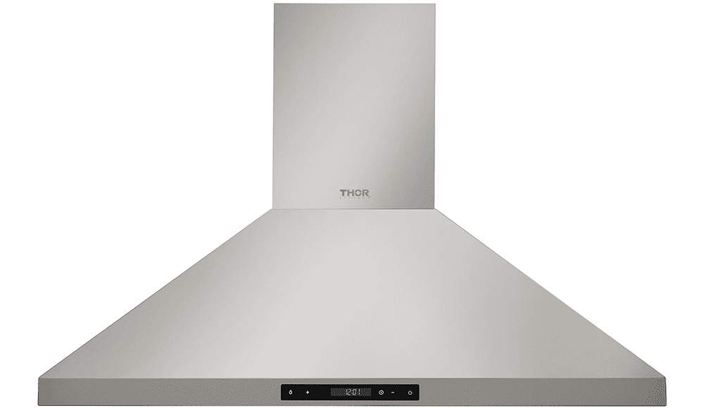 Stainless steel wall mount range hood with flat canopy and control panel