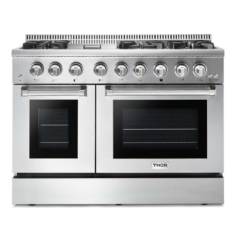 Thor Kitchen 2-Piece Pro Appliance Package - 48" Dual Fuel Range & Premium Hood in Stainless Steel Appliance Package Thor Kitchen 