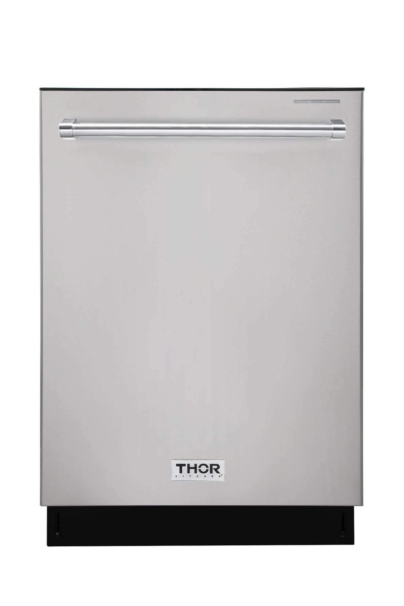 Thor Kitchen 6-Piece Appliance Package - 30-Inch Gas Range, Pro-Style Wall Mount Range Hood, Refrigerator, Dishwasher, Microwave, and Wine Cooler in Stainless Steel