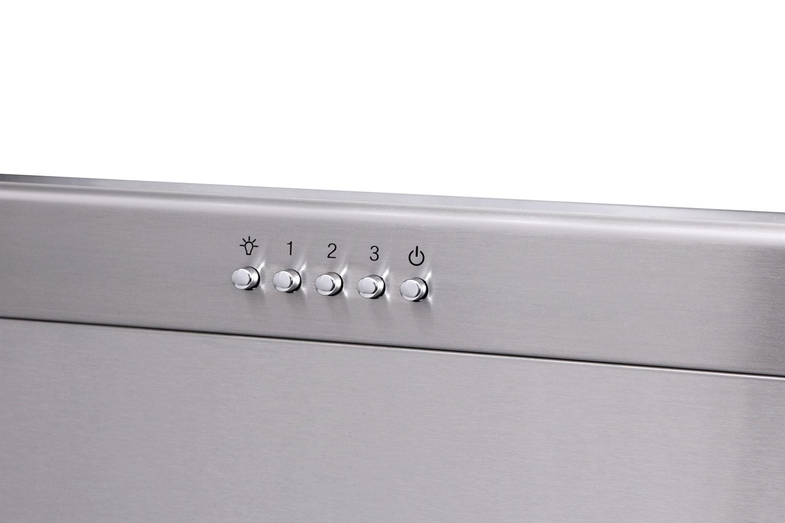 Stainless steel range control knobs with power and numbered settings