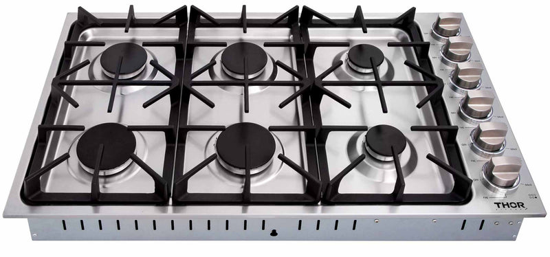 Thor Kitchen 36-Inch Professional Drop-In Gas Cooktop with Six Burners in Stainless Steel (TGC3601) Cooktops Thor Kitchen 