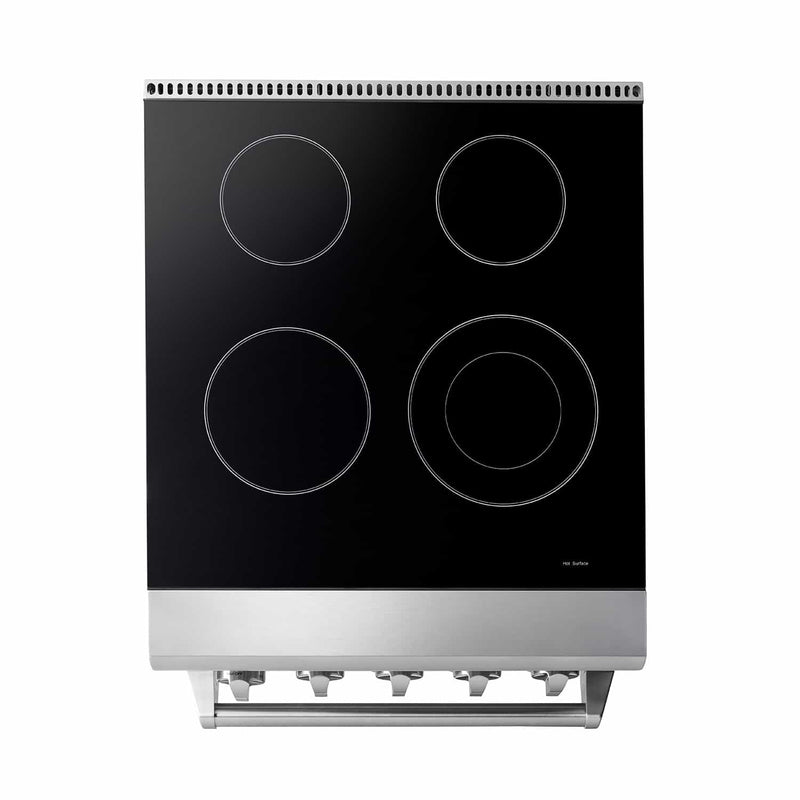 Thor Kitchen 4-Piece Appliance Package - 24" Electric Range, French Door Refrigerator, Under Cabinet Hood, and Dishwasher in Stainless Steel Appliance Package Thor Kitchen 