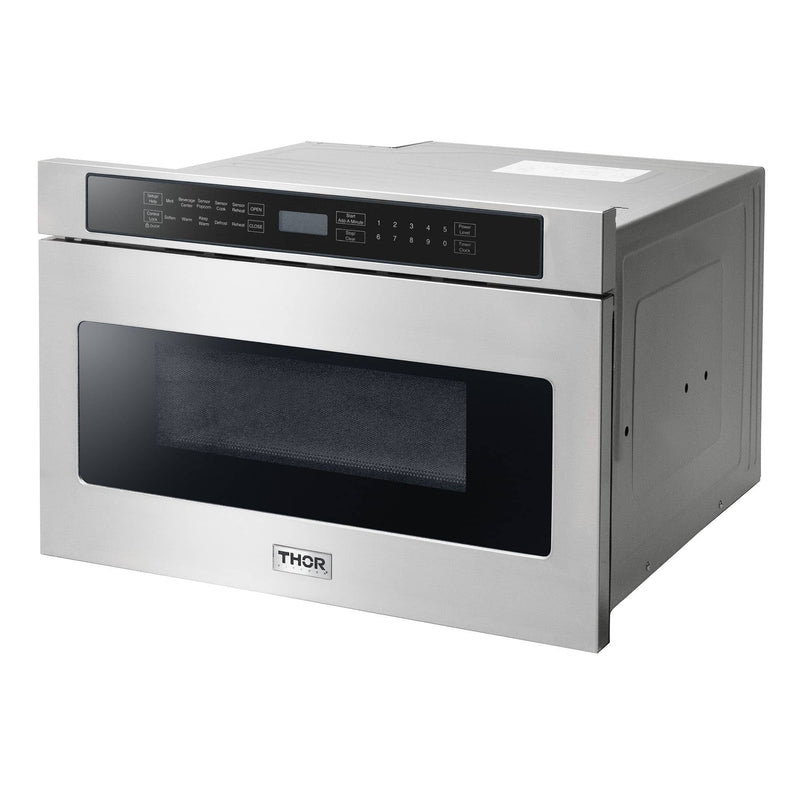 Thor Kitchen 4-Piece Pro Appliance Package - 30" Gas Range, French Door Refrigerator, Dishwasher, and Microwave Drawer in Stainless Steel Appliance Package Thor Kitchen 