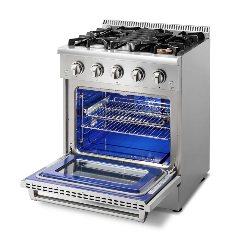 Thor Kitchen 4-Piece Pro Appliance Package - 30" Gas Range, French Door Refrigerator, Dishwasher, and Microwave Drawer in Stainless Steel Appliance Package Thor Kitchen 