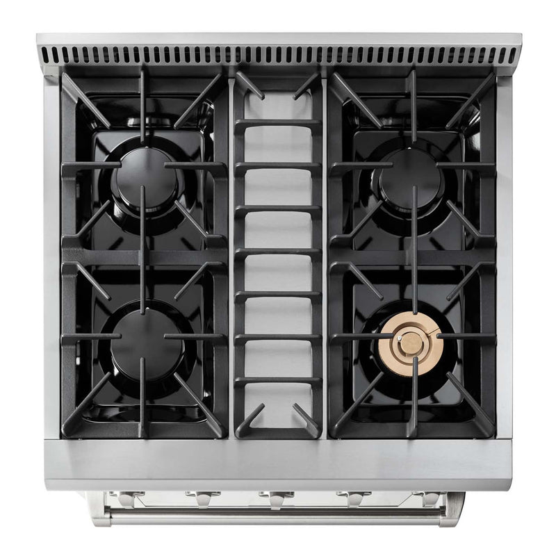 Thor Kitchen 4-Piece Pro Appliance Package - 30" Gas Range, French Door Refrigerator, Dishwasher, and Microwave Drawer in Stainless Steel Appliance Package Thor Kitchen 