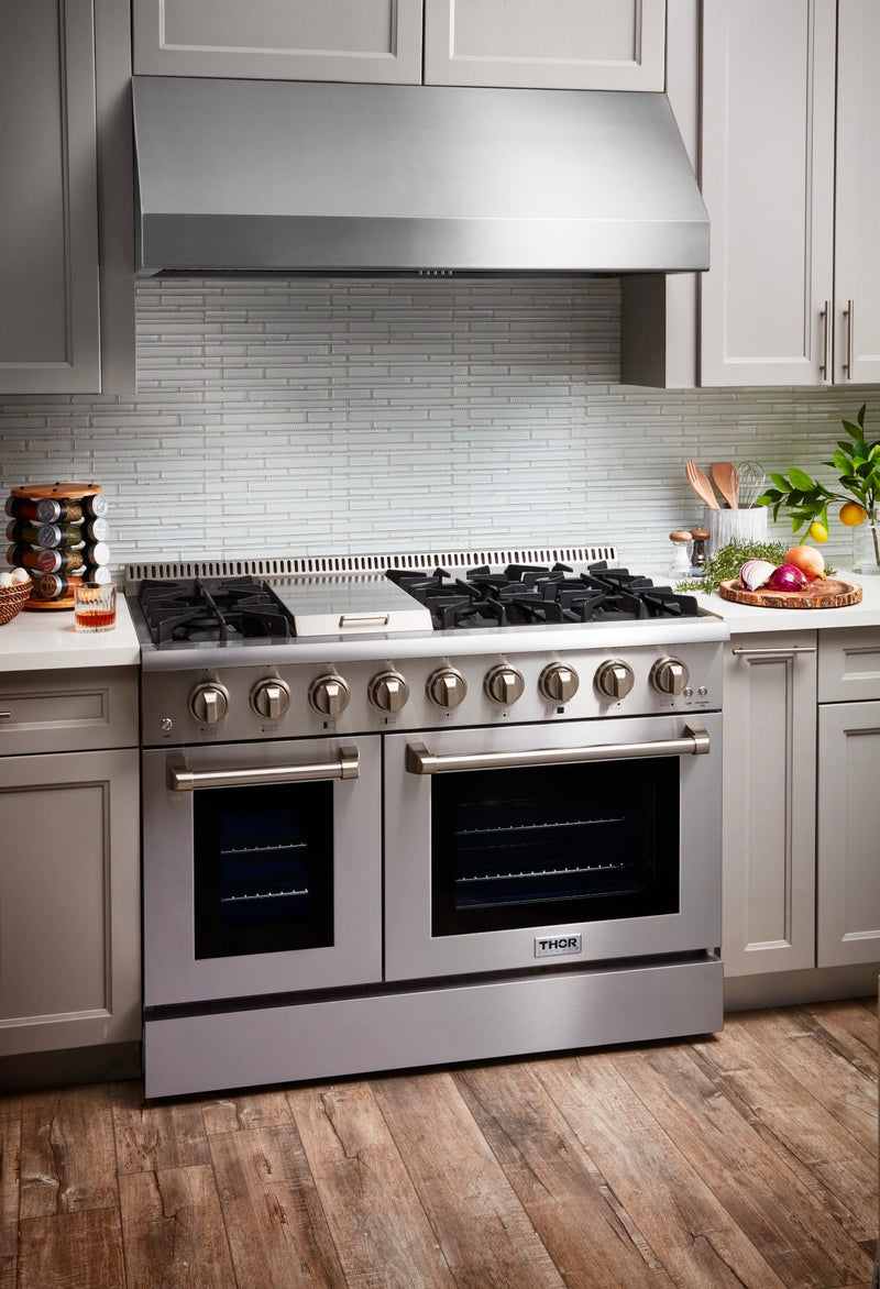 Thor Kitchen 48" 6.7 cu. ft. Professional Gas Range in Stainless Steel with Double Oven (HRG4808U) Ranges Thor Kitchen 