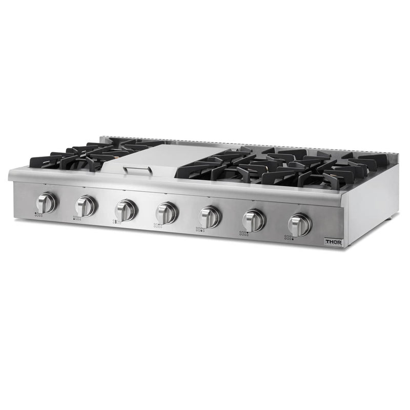 Thor Kitchen 48" Gas RangeTop in Stainless Steel with 6 Burners Including Power Burners and Griddle (HRT4806U) Rangetops Thor Kitchen 