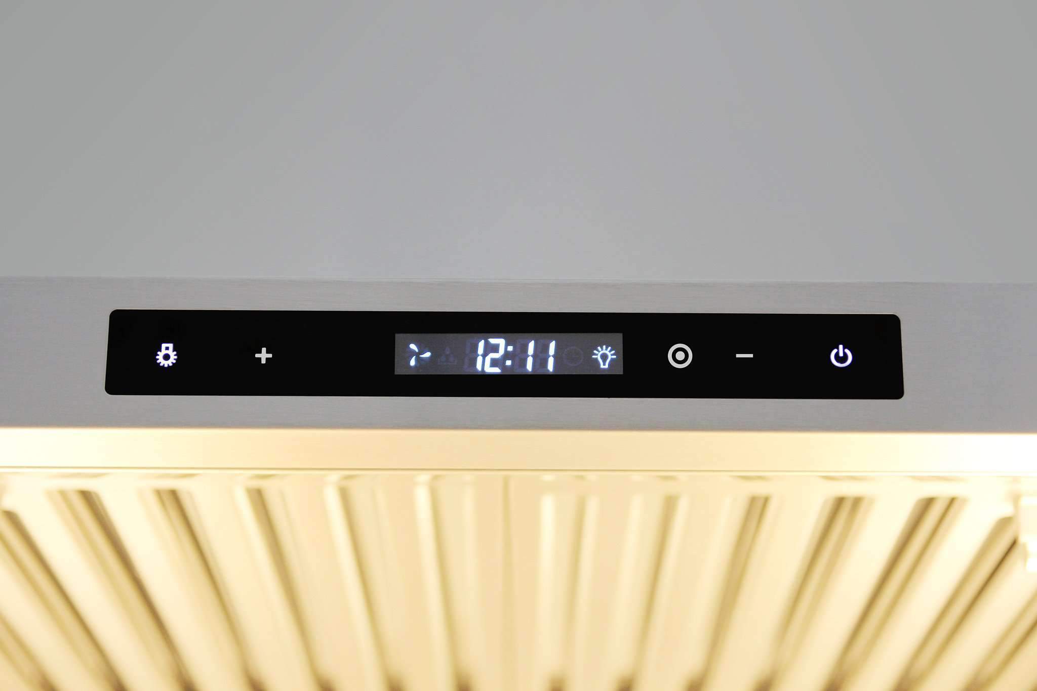 Thor Kitchen range hood digital control display with light and fan icons