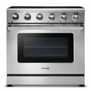 Thor Kitchen 5-Piece Appliance Package - 36" Electric Range, French Door Refrigerator, Wall Mount Hood, Dishwasher, and Microwave Drawer in Stainless Steel Appliance Package Thor Kitchen 