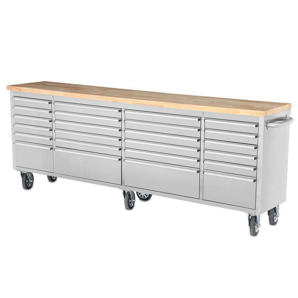 96 in. 24-Drawer Mobile Workbench in Stainless Steel 96 in. 24-Drawer Mobile Workbench in Stainless Steel
