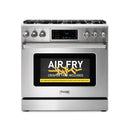 Thor Kitchen 36-Inch Natural Gas Range with 6.0 Cu. Ft. Self-Cleaning Oven, Air Fryer, Tilt Panel in Stainless Steel (TRG3601)
