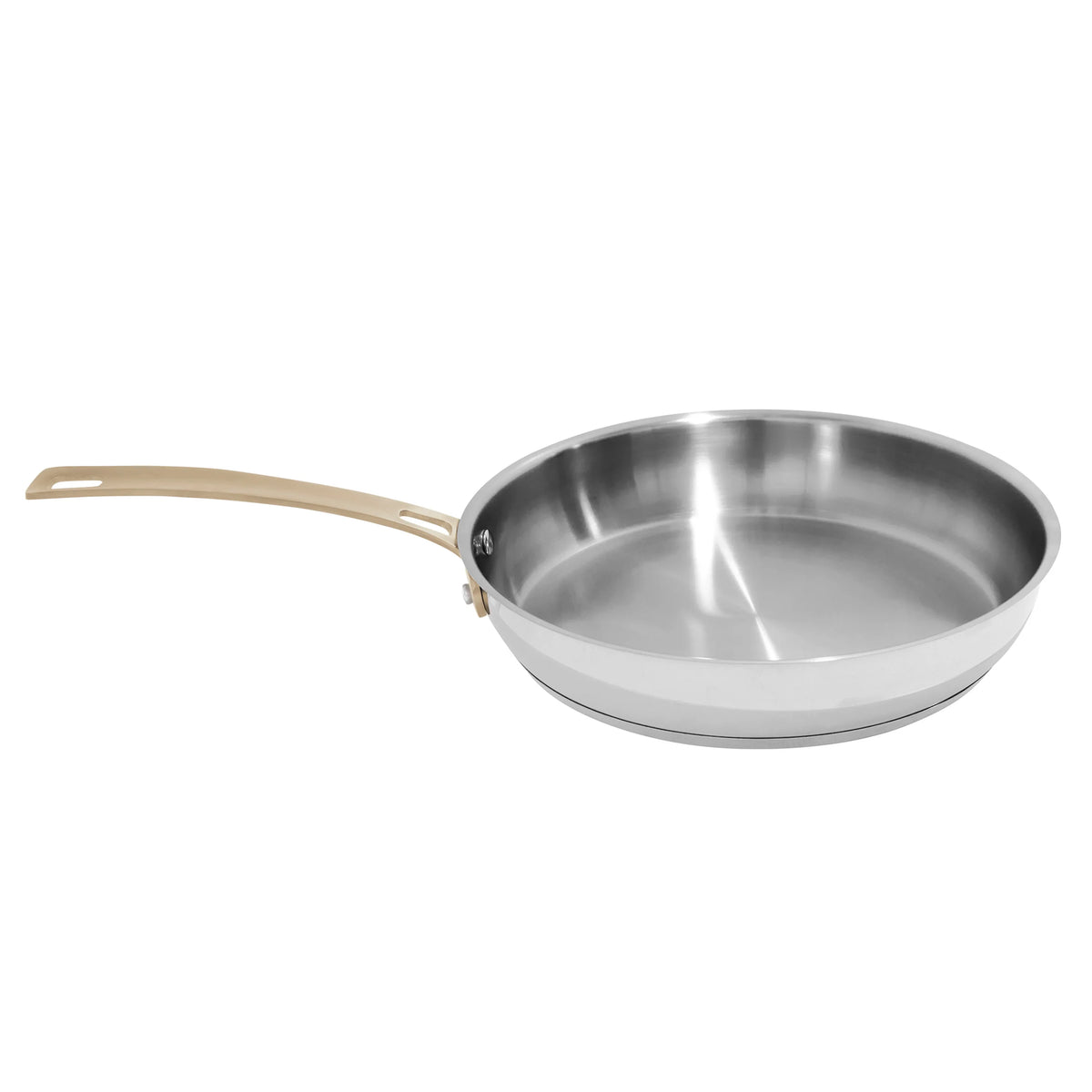 Stainless steel skillet pan with gold handle