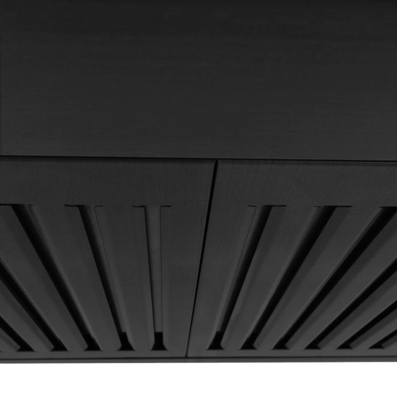 ZLINE 30-Inch Convertible Wall Mount Range Hood in Black Stainless Steel with Set of 2 Charcoal Filters, LED lighting, Baffle Filters (BSKBN-CF-30)