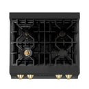 ZLINE Autograph Edition 30-Inch Porcelain Rangetop with 4 Gas Burners in Black Stainless Steel and Gold Accents (RTBZ-30-G)