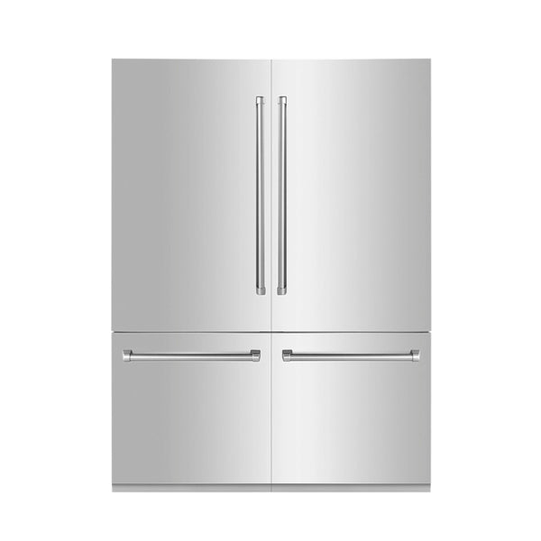 ZLINE 60-Inch Built-In 32.2 cu. ft. 4-Door French Door Refrigerator with Internal Water and Ice Dispenser in Stainless Steel (RBIV-304-60)