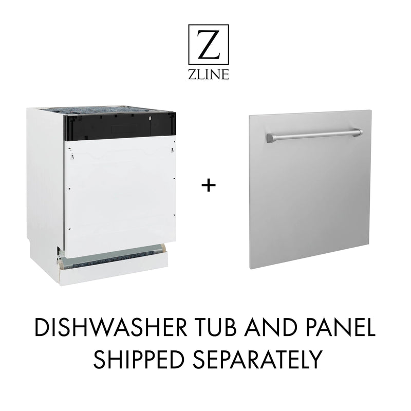 ZLINE Autograph Edition 3-Piece Appliance Package - 36-Inch Gas Range, Wall Mounted Range Hood, & 24-Inch Tall Tub Dishwasher in Black Stainless Steel with Gold Trim (3AKP-RGBRHDWV36-G)