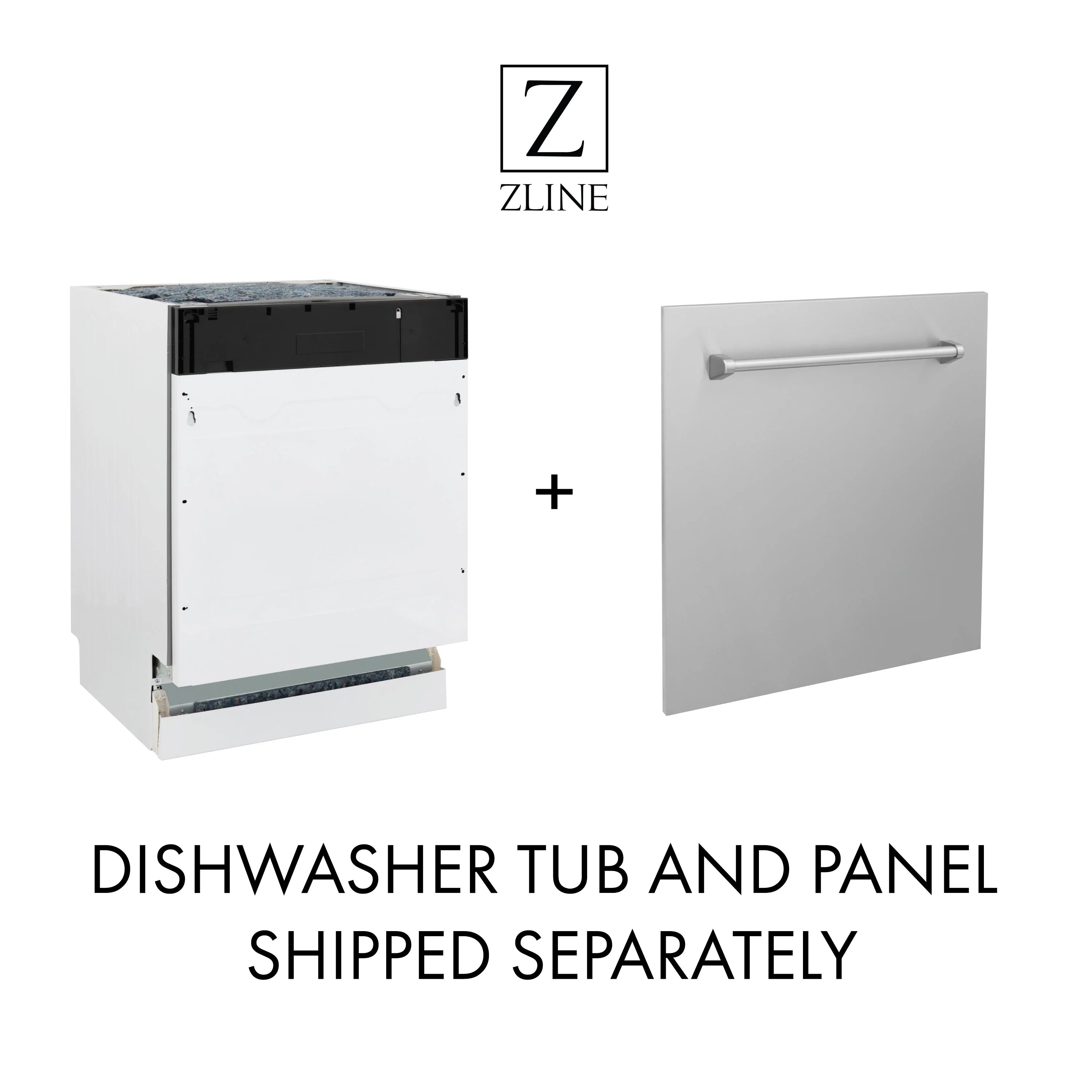 Tall tub dishwasher tub and front panel, shipped separately